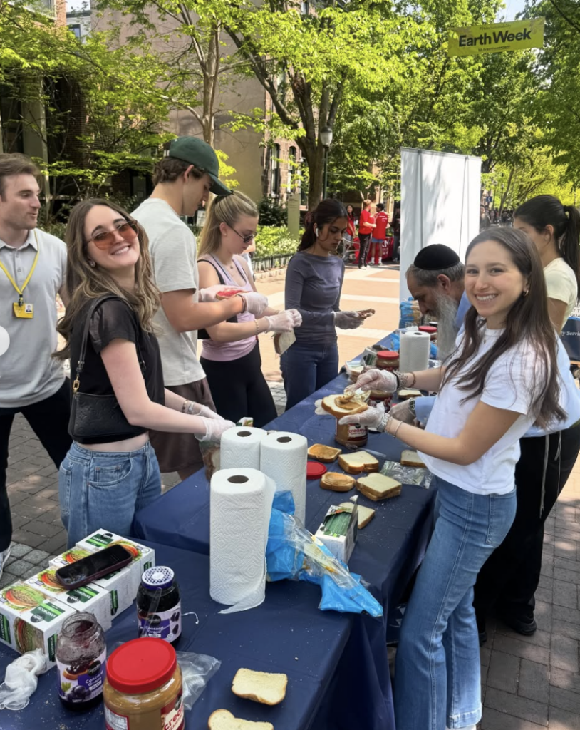JHP students and Rabbi Schmidt making sandwiches at the PB&J-A-Thon